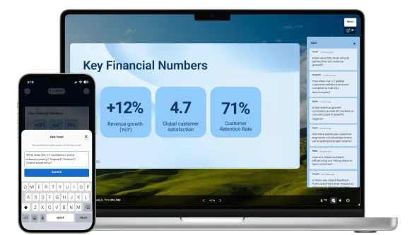 Presentation mode shown on mobile and laptop device