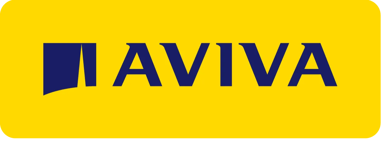 Logo of Aviva Canada with yellow background and blue letters