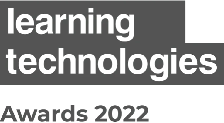 A black-and-white typographic logo for the "learning technologies Awards 2022". The words "learning" and "technologies" are written in a bold, sans-serif lowercase font, stacked on two lines. Below them, the text "Awards 2022" is written on a third line in a similar, slightly smaller font.