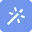 Blue rounded square icon with white magic wand