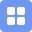 Blue rounded square icon with 4 white squares