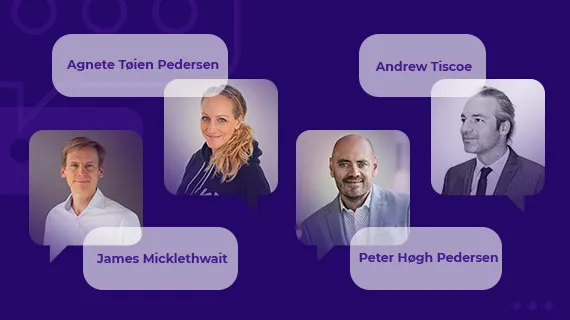Floating headshot images of presenters