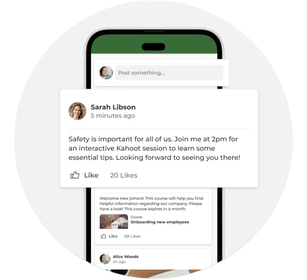 Employee engagement message on kahoot app