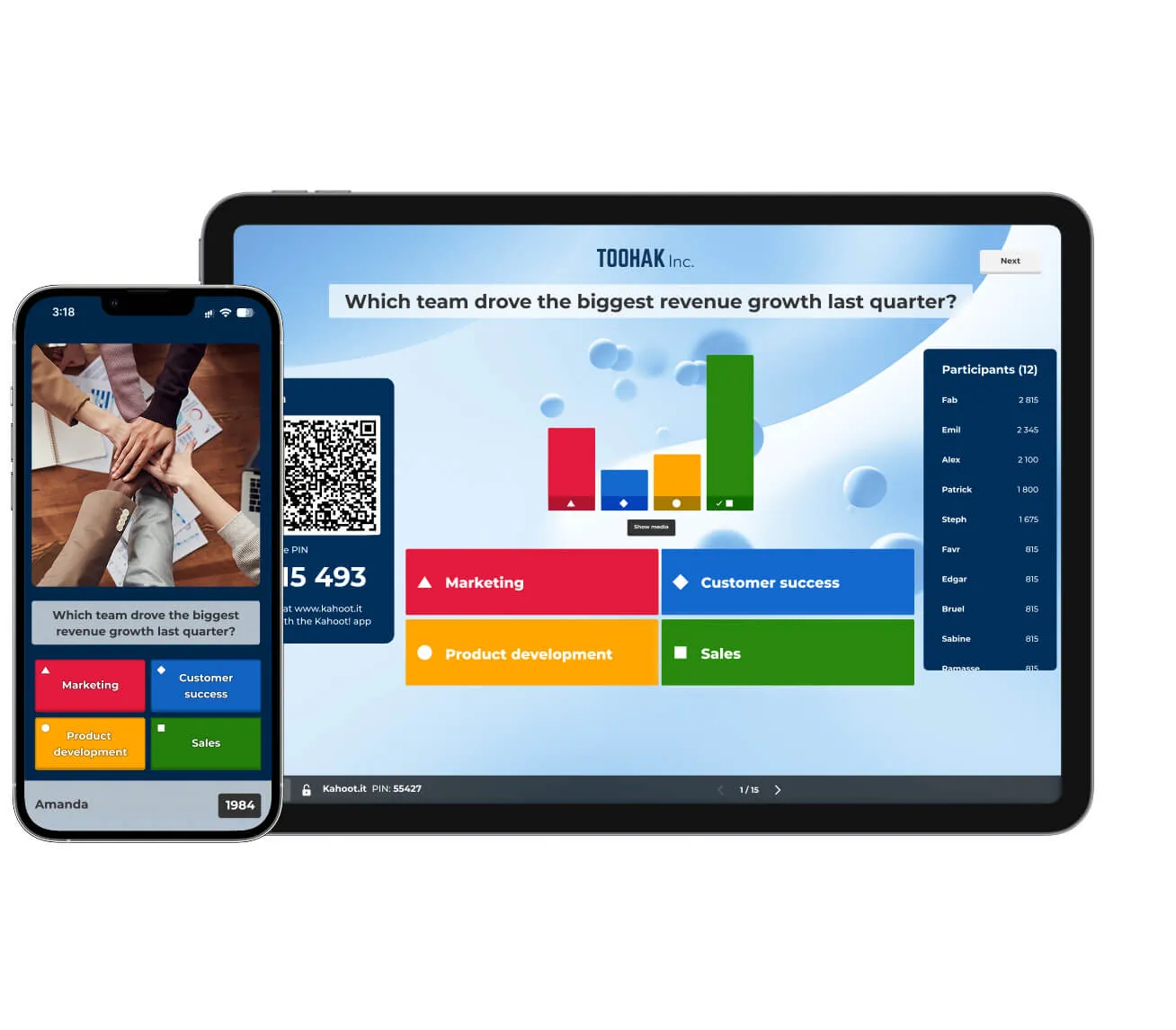 Kahoot question on mobile and tablet device