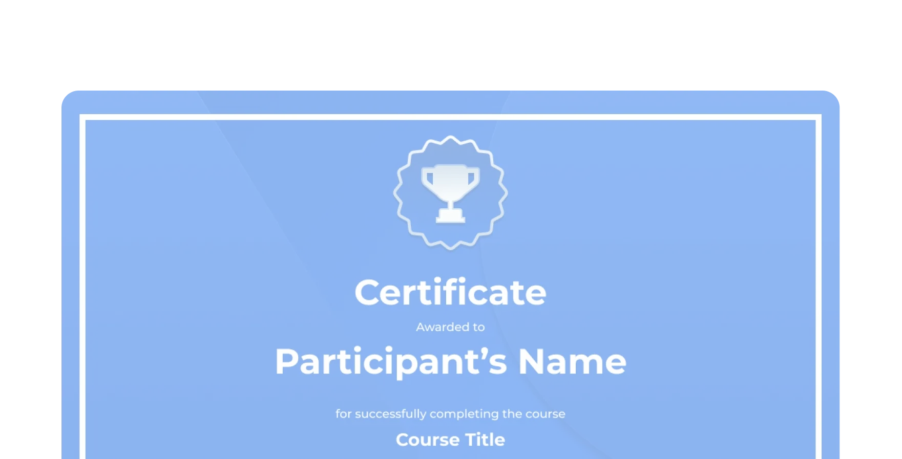 A Kahoot! course certificate with a trophy badge, awarded to a participant for successfully completing the course.